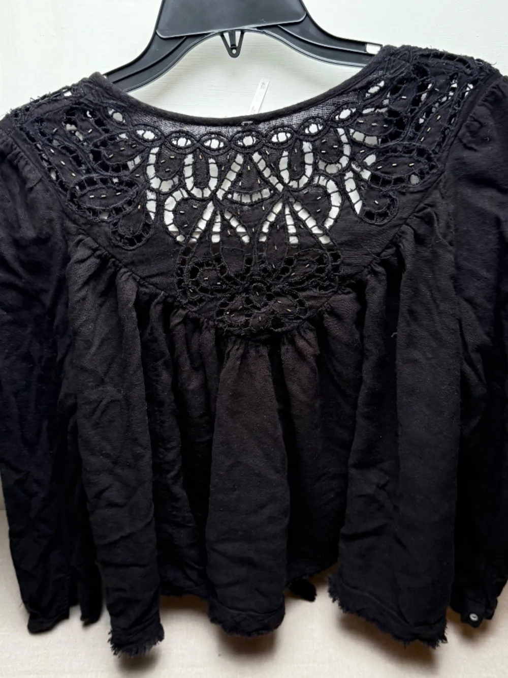 Free People Doin It Right Black Boho Crochet Top XS